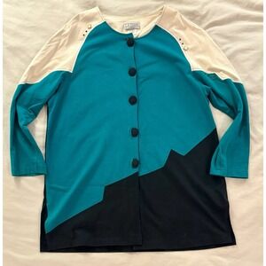 VTG L.A. Dawn 80s Multicoloured Button Up Cotton Tunic Dress Size 20 Made In US